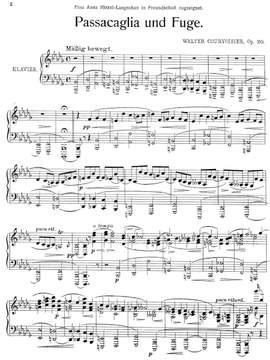 Courvoisier, Walter: Passacaglia und Fuge op.20 for piano solo