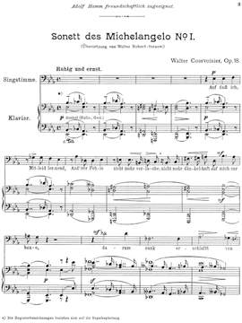 Courvoisier, Walter: Sonette op. 18 for voice and piano