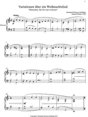Schwarz-Schilling, Reinhard: Drei frühe Klavierstücke (Allegretto Grazioso; Menuett im doppelten Kontrapunkt; Variationen über ein Weihnachtslied)