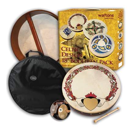 Percussion Plus bodhran 18 Claddagh with bag, tipper and DVD