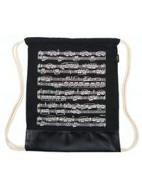 Drawstring bag notelines black canvas