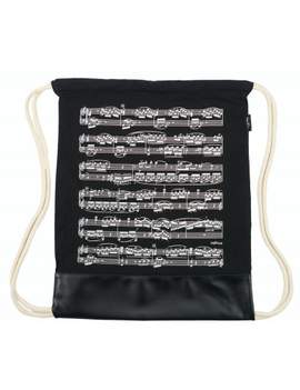 Drawstring bag notelines black canvas