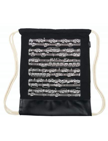 Drawstring bag notelines black canvas