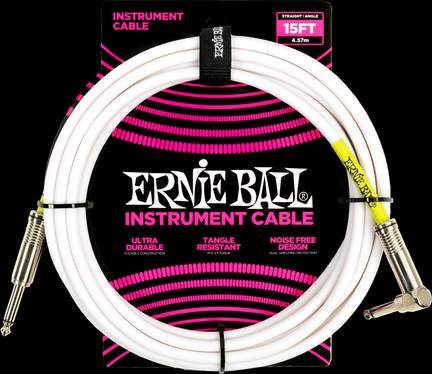 Ernie Ball 15ft Pvc Strt-angle White