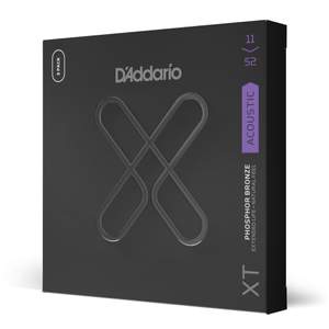 D'Addario 11-52 Custom Light, XT Phosphor Bronze Coated Acoustic Guitar Strings 3-Pack