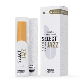 D'Addario Organic Select Jazz Filed Tenor Saxophone Reeds, Strength 3 Soft, 5-pack