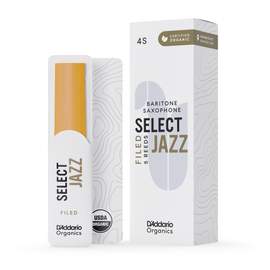D'Addario Organic Select Jazz Filed Baritone Saxophone Reeds, Strength 4 Soft, 5-pack