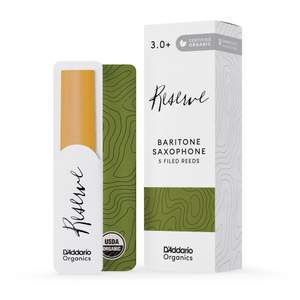 D'Addario Organic Reserve Baritone Saxophone Reeds, Strength 3.0+, 5-Pack