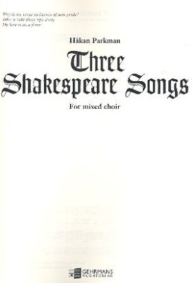 Hakan Parkman: Three Shakespeare Songs
