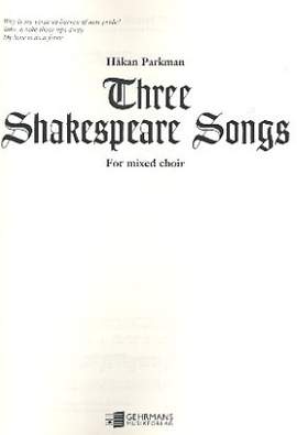 Hakan Parkman: Three Shakespeare Songs