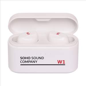 W1 Bluetooth Earbud Headphones w/Powerbank - White