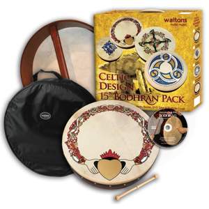 Percussion Plus bodhran 15" Claddagh with bag, tipper and DVD