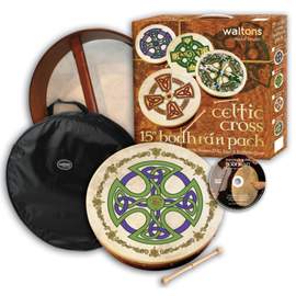 Percussion Plus bodhran 15" Brosna Cross with bag, tipper and DVD