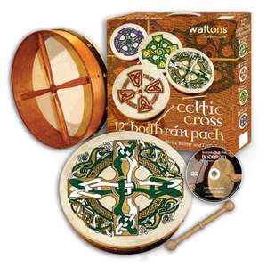 Percussion Plus bodhran 12" Gaelic Cross with tipper and DVD