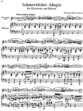 Zilcher, Hermann: Schmerzliches Adagio (Grievous Adagio) for clarinet and piano