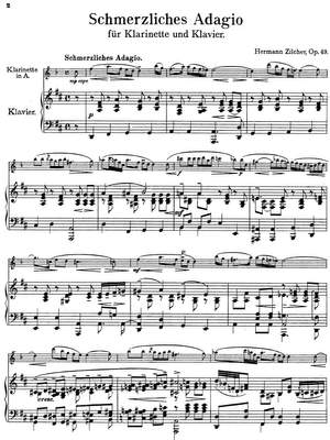Zilcher, Hermann: Schmerzliches Adagio (Grievous Adagio) for clarinet and piano