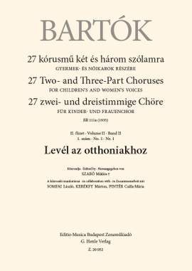 Bartok, Bela: Level az Otthoniakhoz (upper voices)