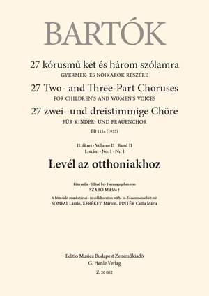 Bartok, Bela: Level az Otthoniakhoz (upper voices)