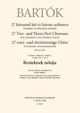 Bartok, Bela: Resteknek Notaja (upper voices)