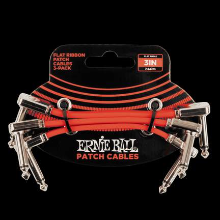Ernie Ball 3" Flat Ribbon Patch Cable 3-pack - Red