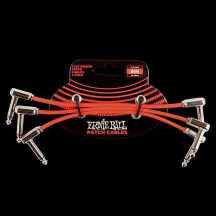 Ernie Ball 6" Flat Ribbon Patch Cable 3-pack - Red