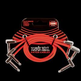 Ernie Ball 12" Flat Ribbon Patch Cable 3-pack - Red