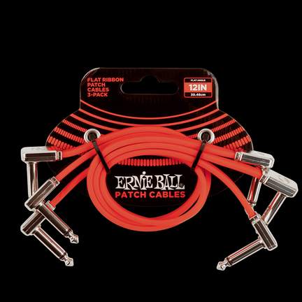 Ernie Ball 12" Flat Ribbon Patch Cable 3-pack - Red