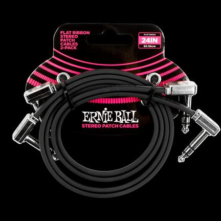 Ernie Ball 24" Flat Ribbon Stereo Patch Cable Black 2 Pack