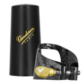Vandoren Ligature & Cap Alto Sax Carbon. Gold Hardware. Plastic Cap 