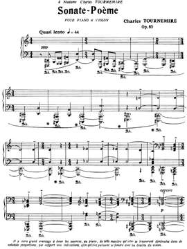 Tournemire, Charles: Sonate-Poème op. 65 for violin and piano