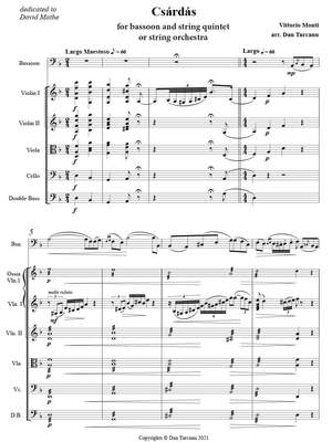 Monti, Vittorio arr. Turcanu, Dan: Csárdás arr. for Bassoon and string quintet or string orchestra
