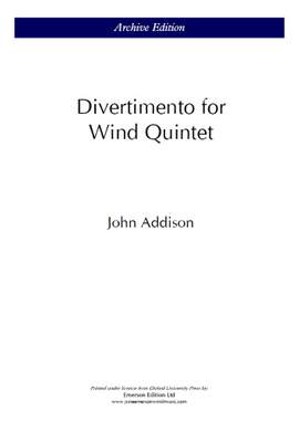 Addison, John: Divertimento For Wind Quintet (Set Of Parts)
