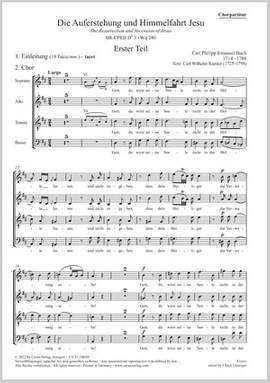 Bach, CPE: Die Auferstehung und Himmelfahrt Jesu, Wq. 240