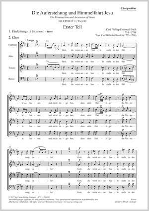 Bach, CPE: Die Auferstehung und Himmelfahrt Jesu, Wq. 240