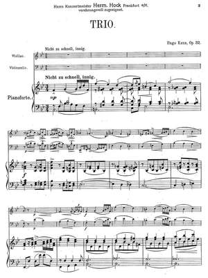 Kaun, Hugo: Trio for pianoforte, violin and violincello Op. 32