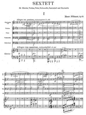 Pfitzner, Hans: Sextet for piano, violin, viola, violoncello, double bass and clarinet Op. 55