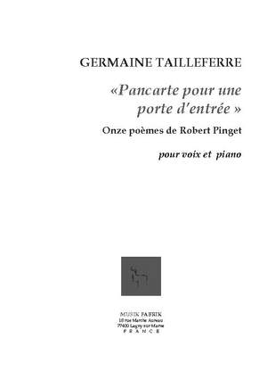 Tailleferre: Pancarte pour une Porte d'Entrée for medium voice and piano