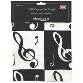 Tea Towel Black & White Music Notes