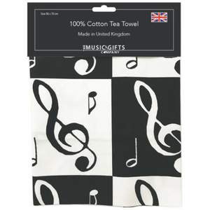 Black & White Music Notes Tea Towel