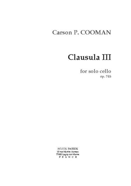 Carson Cooman: Clausula III