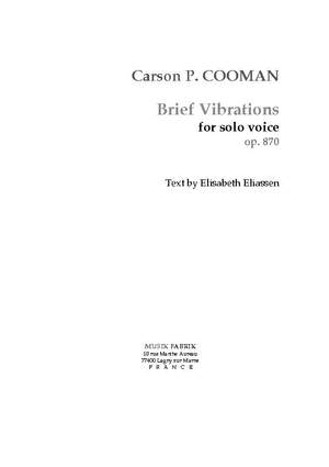 Carson Cooman: Brief Vibrations (Eng.. Tx by Elisabeth Eliassen)