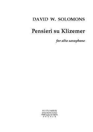 David W. Solomons: Pensieri su Klizemer