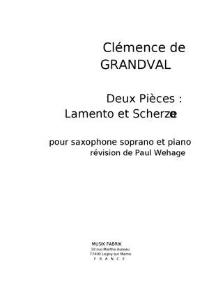 Clémence De Grandval: Deux Pièces : Lamento et Scherzetto