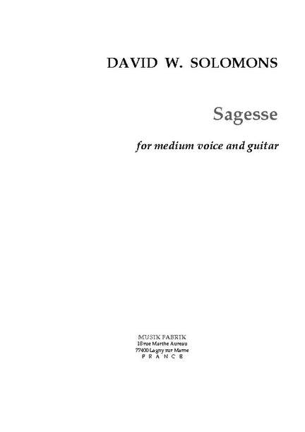 David W. Solomons: Sagesse