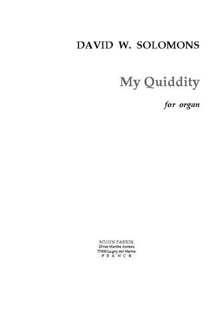 David W. Solomons: My Quiddity