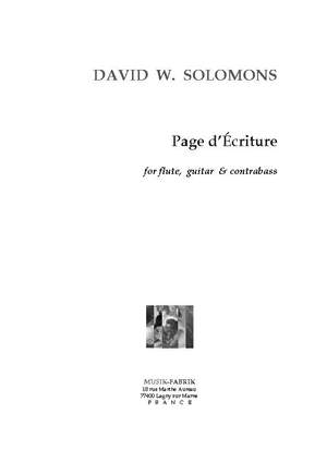 David W. Solomons: Page d'Ecriture