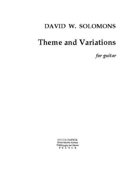 David W. Solomons: Theme et Variations
