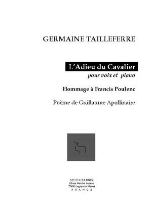 G. Tailleferre: L'Adieu au Cavalier (texte Fr. G. Apollinaire)