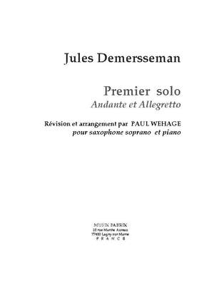 J. Demersseman/Wehage: Premier Solo: Andante et Allegretto