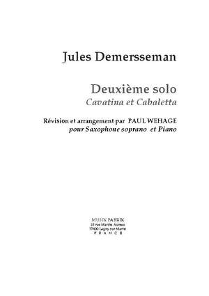 J. Demersseman/Wehage: Deuxième Solo : Cavatina et Cabaletta